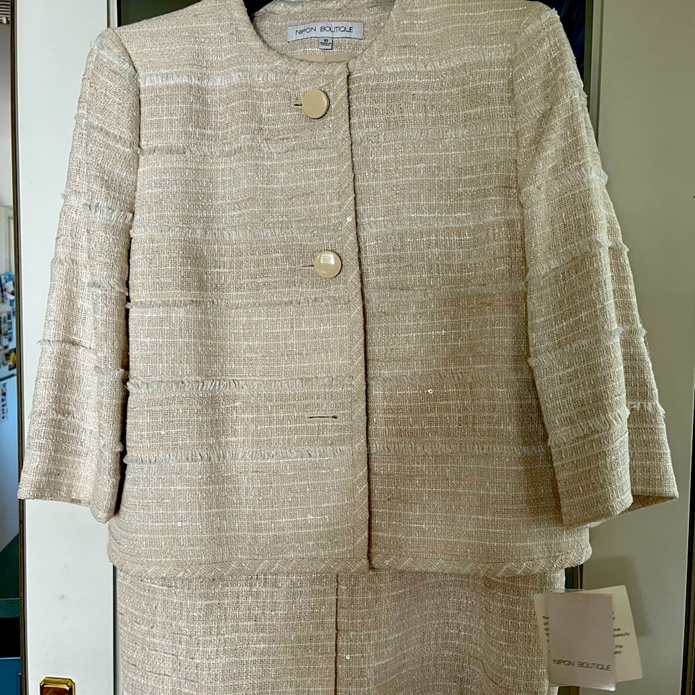 2pc summer suit accented with silver glitter